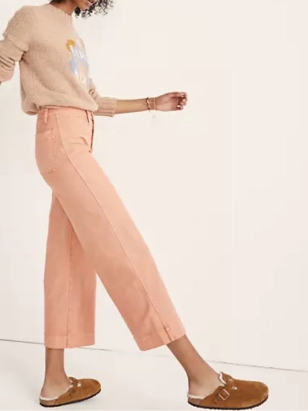 Madewell Emmett High-Rise Chino Jeans Pants in Blush Pink 27 28